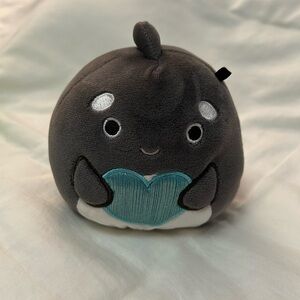 Squishmallows Gray Plush with Blue Heart